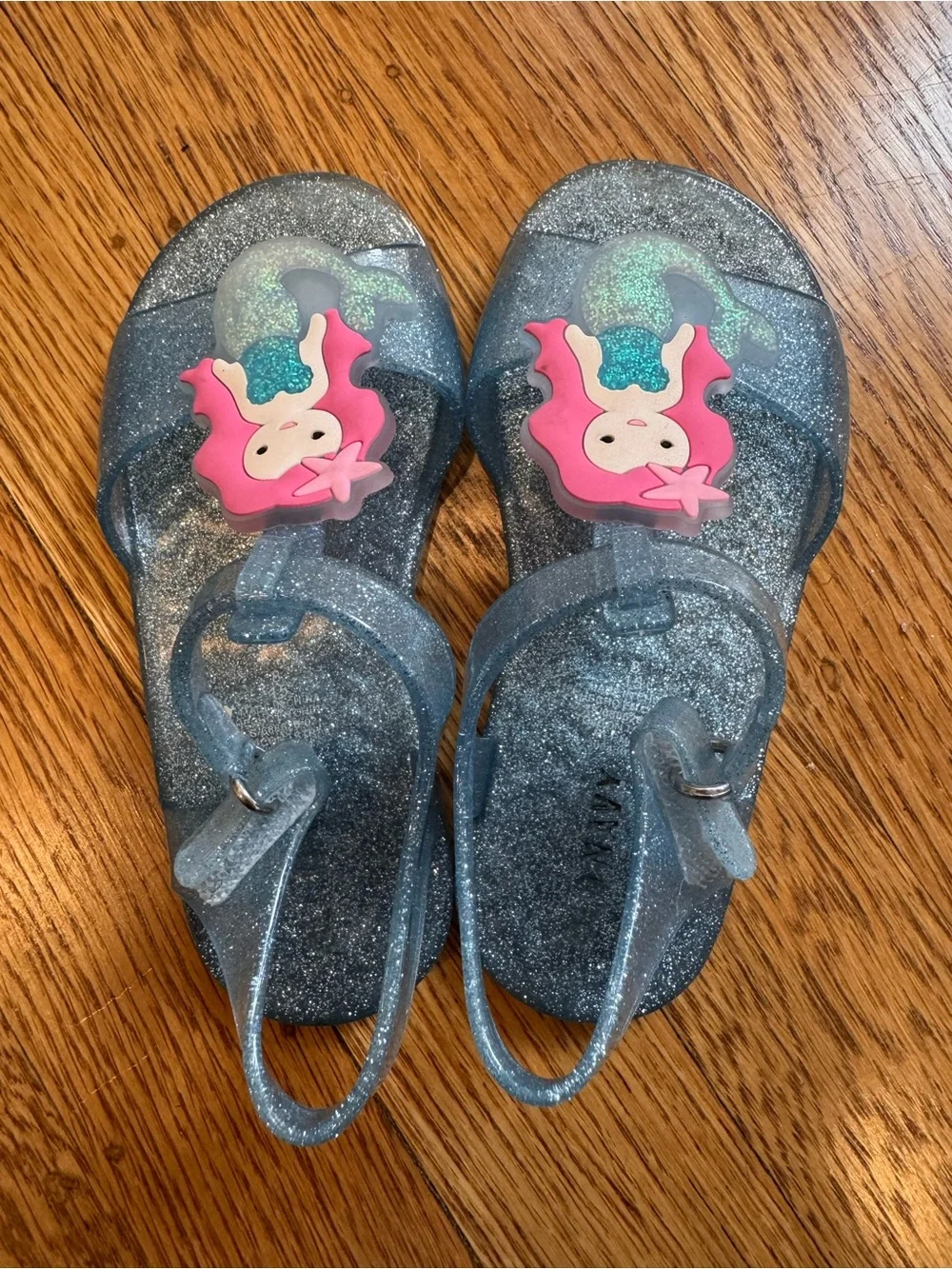 Old Navy Girls' Glitter Mermaid Jelly Sandals - Blue size 8C (runs small)